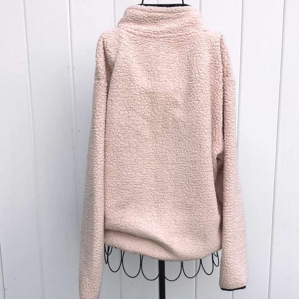 PINK Victoria's Secret sherpa sweatshirt size large cream fuzzy top sweatshirt - Picture 6 of 6